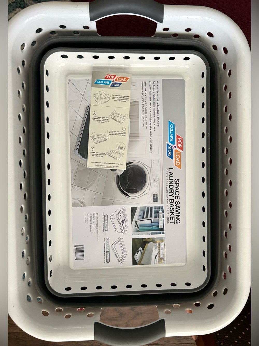 Foldable Plastic Laundry Basket - White